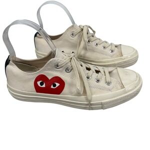 Comme des Garçons PLAY x Converse Chuck 70 Low Cream Heart Sneakers Womens 7.5